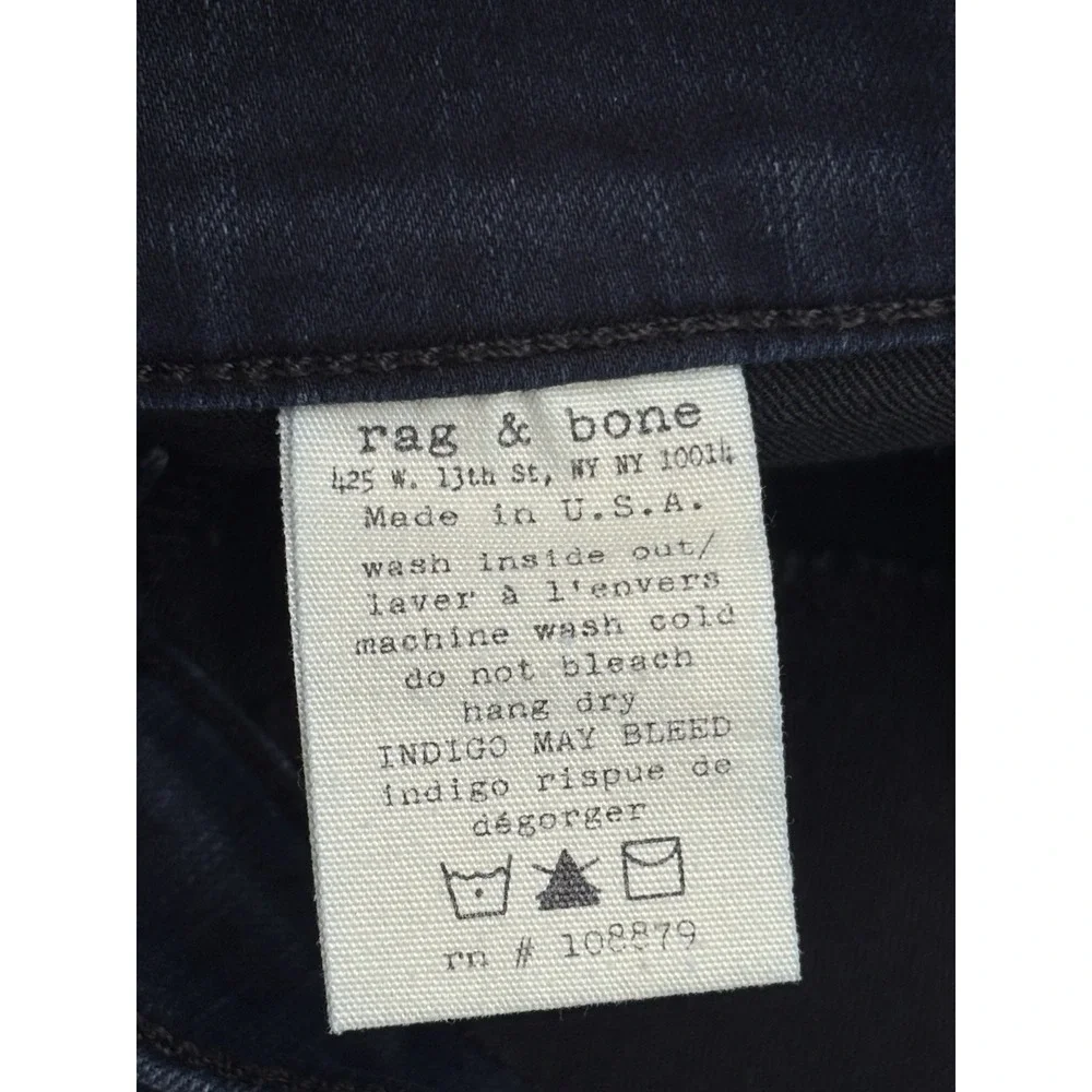 Rag & Bone Legging Skinny Jeans Womens 28 Dark Wash Stretch Denim USA Made